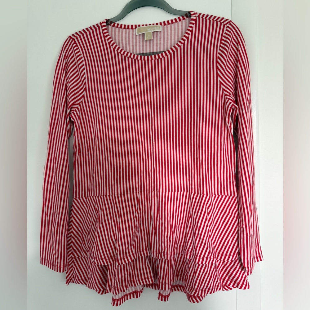 Red Striped Women's Top long sleeve
